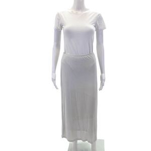 Glenfield Womens Lined Stretch Casual Midi Skirt Solid Gray Size M